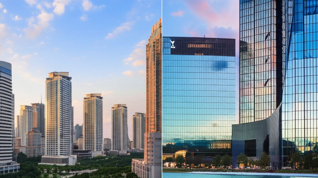 ภาพประกอบแสดงการเปรียบเทียบกลยุทธ์การสร้างแบรนด์ระหว่างธุรกิจอสังหาริมทรัพย์และคาสิโนออนไลน์