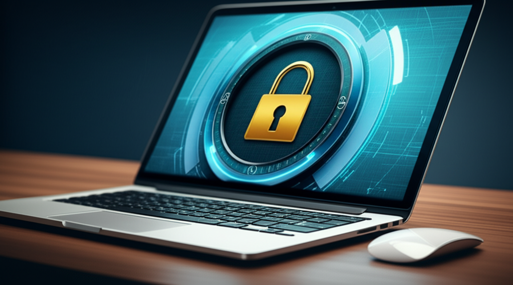 ภาพประกอบแสดงสัญลักษณ์ความปลอดภัยและใบอนุญาตบนหน้าจอคอมพิวเตอร์ เพื่อสื่อถึงการเลือกเว็บคาสิโนที่น่าเชื่อถือ