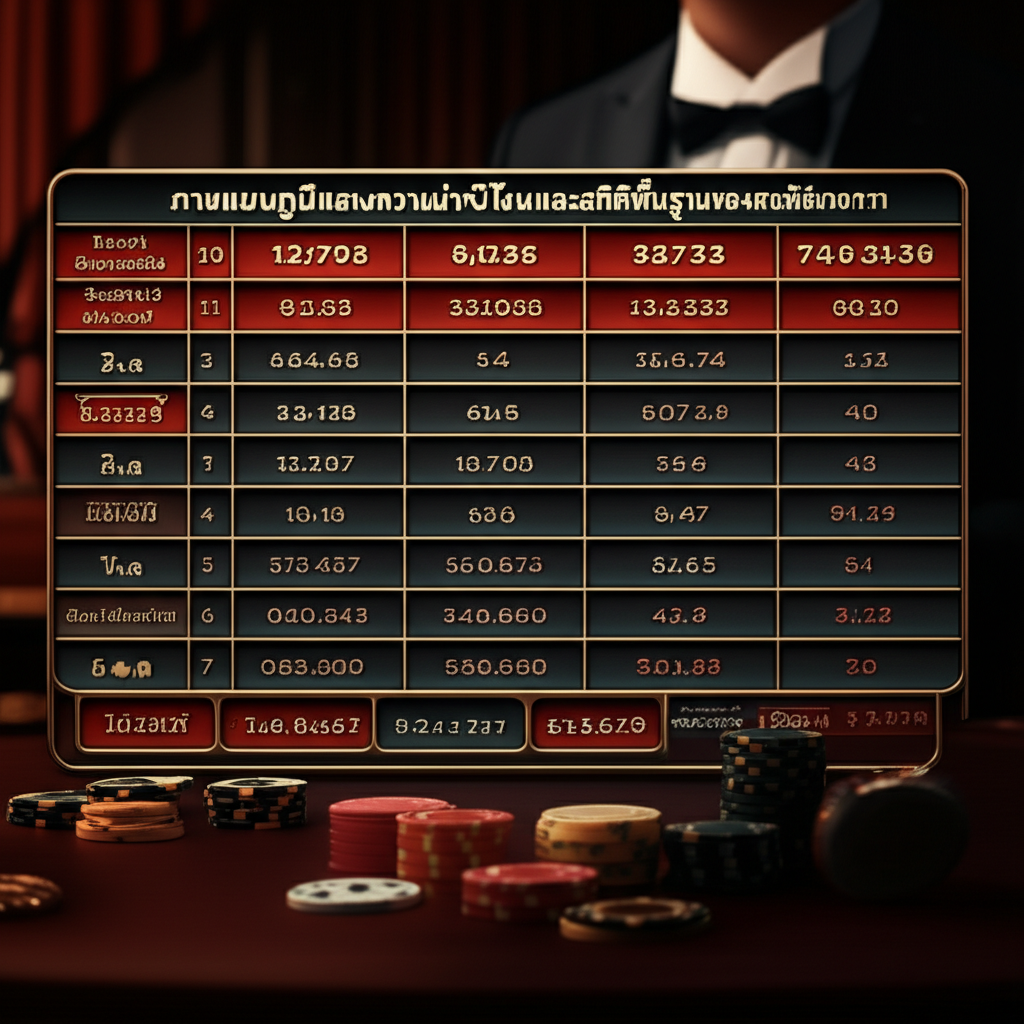 ภาพแผนภูมิแสดงความน่าจะเป็นและสถิติพื้นฐานของผลลัพธ์บาคาร่า