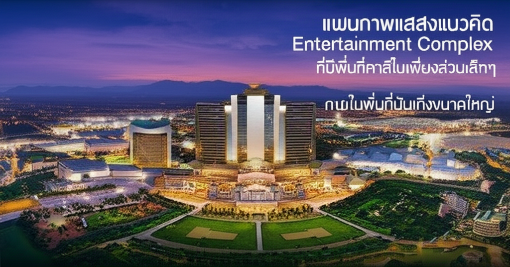 แผนภาพแสดงแนวคิด Entertainment Complex ที่มีพื้นที่คาสิโนเพียงส่วนเล็กๆ ภายในพื้นที่บันเทิงขนาดใหญ่
