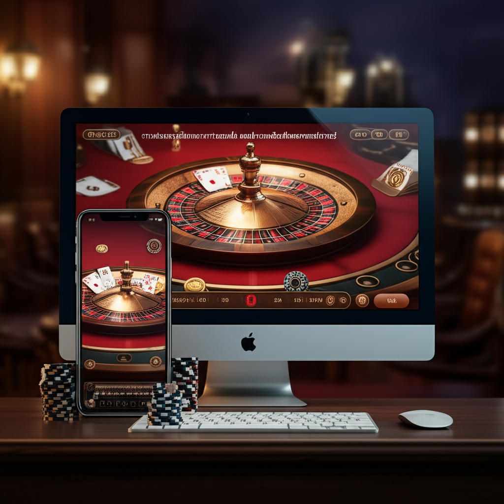 ภาพประกอบธีมเกมบาคาร่าออนไลน์บนหน้าจอมือถือและคอมพิวเตอร์