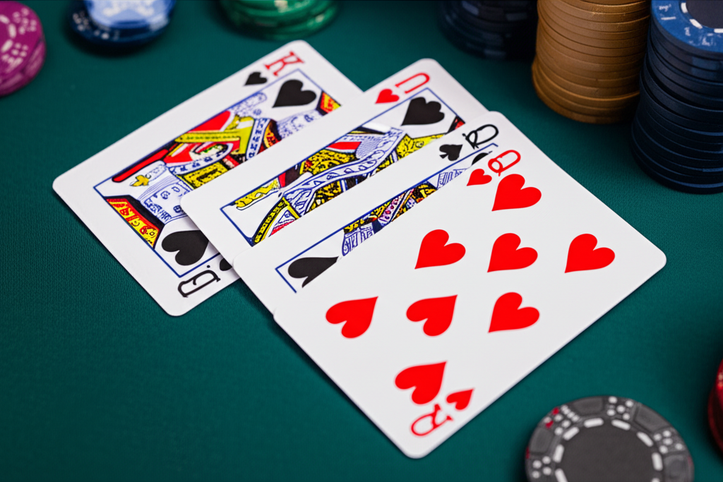 ภาพประกอบเกมบาคาร่าบนโต๊ะคาสิโนพร้อมไพ่เรียงสวยงาม แสดงให้เห็นไพ่คู่ที่เป็นหัวใจสำคัญของการวิเคราะห์