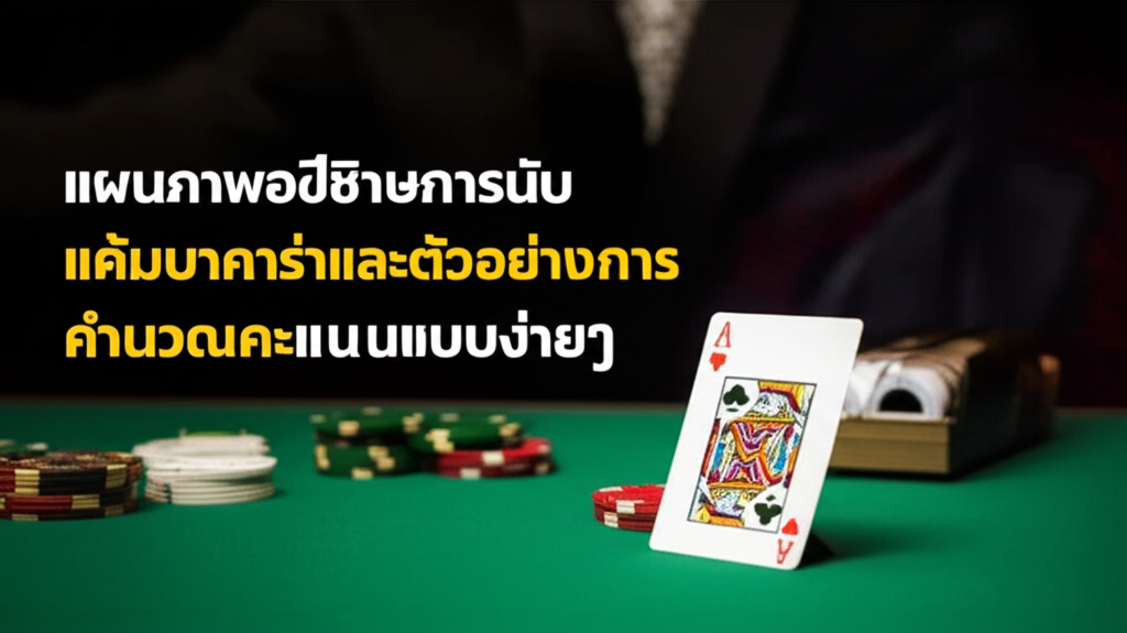 แผนภาพอธิบายการนับแต้มบาคาร่าและตัวอย่างการคำนวณคะแนนแบบง่ายๆ