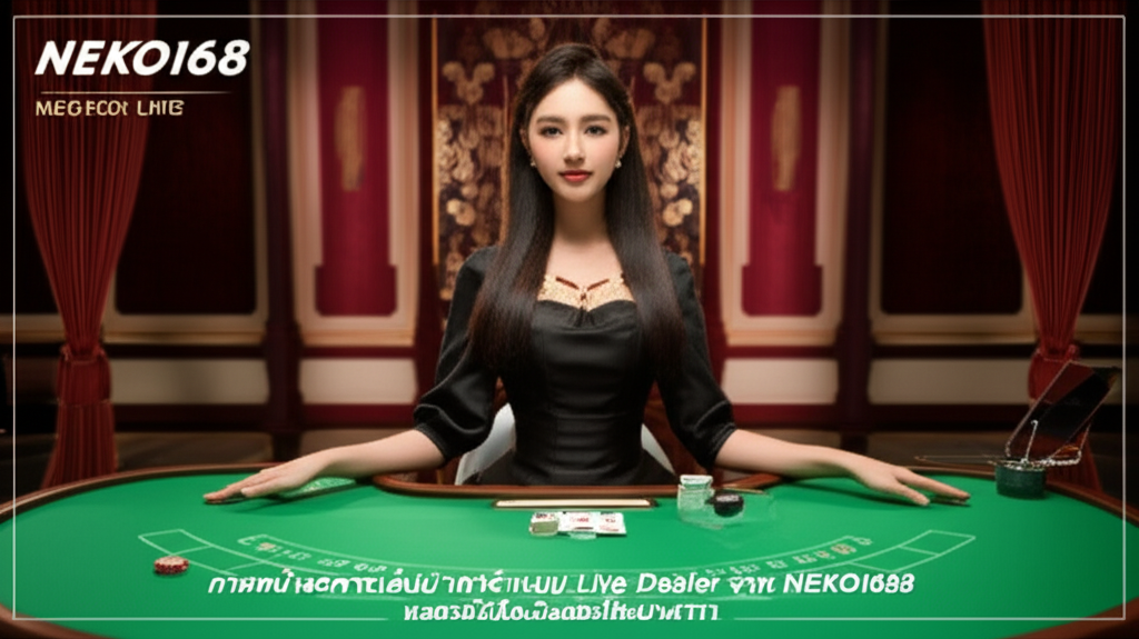 ภาพหน้าจอการเล่นบาคาร่าแบบ Live Dealer จาก NEKO1688 แสดงเจ้ามือจริงและโต๊ะบาคาร่า