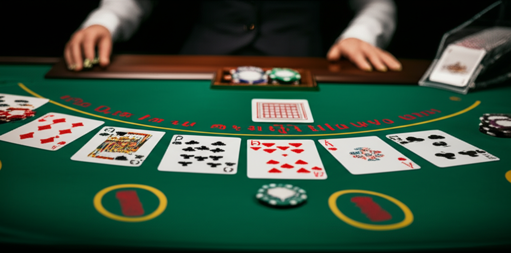 ตัวอย่างการแจกไพ่และนับคะแนนในเกมบาคาร่า