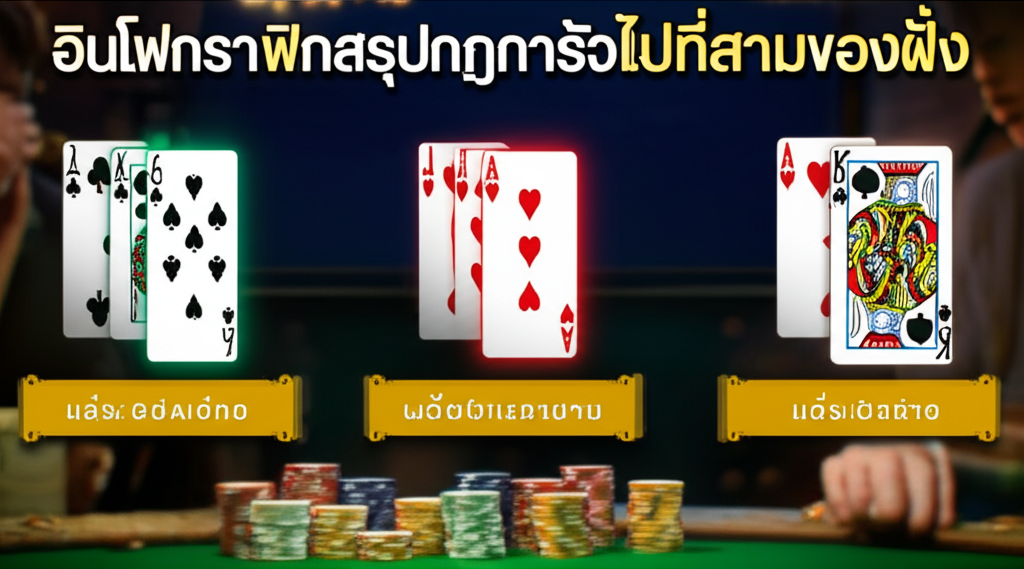 อินโฟกราฟิกสรุปกฎการจั่วไพ่ใบที่สามของฝั่ง Player และ Banker อย่างง่าย