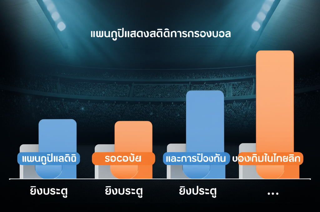 แผนภูมิแสดงสถิติการครองบอล, ยิงประตู, และการป้องกันของทีมในไทยลีก