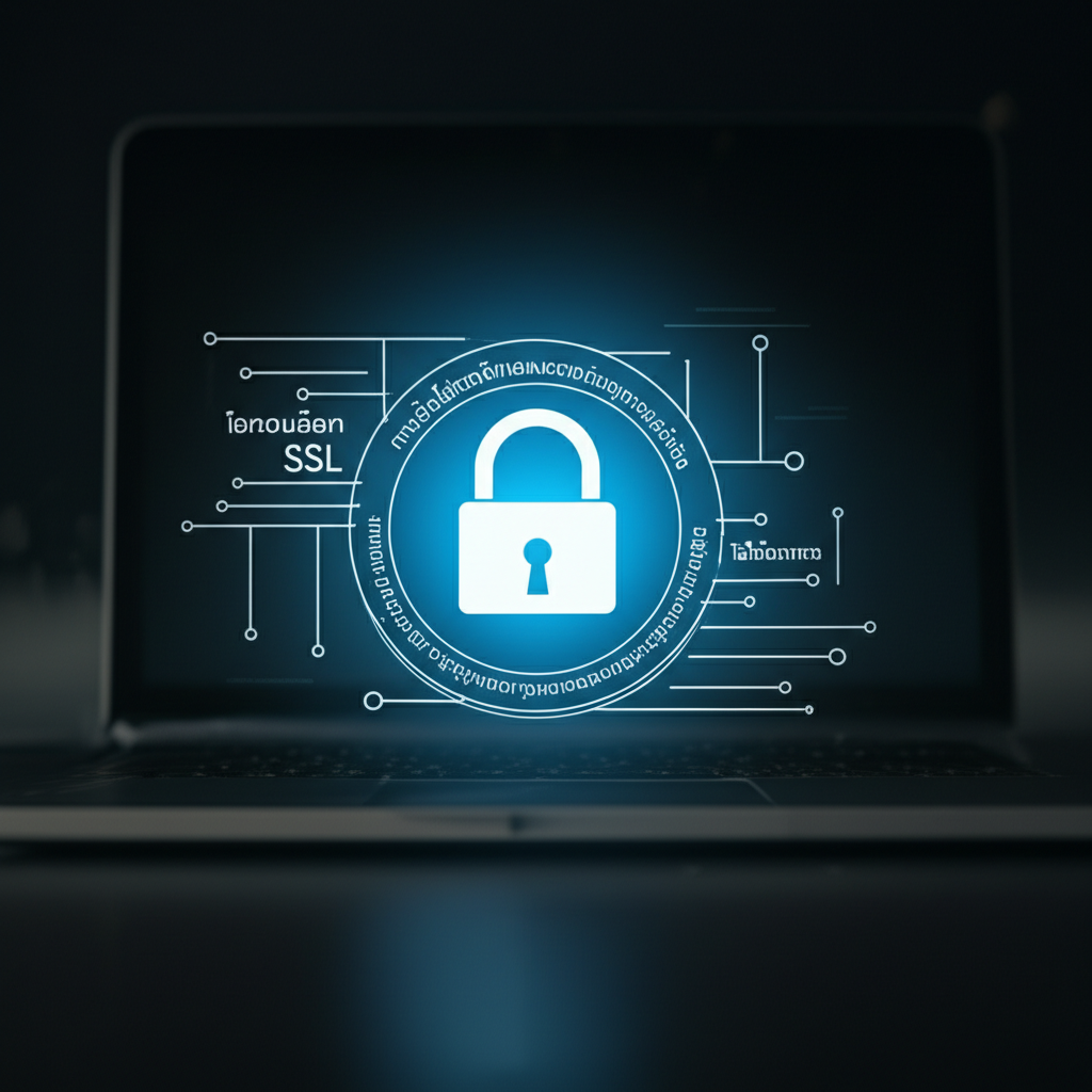 ภาพอินโฟกราฟิกแสดงสัญลักษณ์ความปลอดภัยบนเว็บไซต์ เช่น ใบอนุญาตสากล, ไอคอนล็อค SSL, และโลโก้ธนาคาร