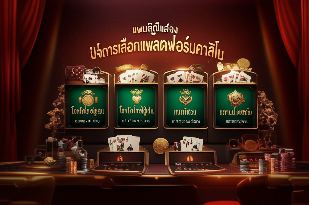 แผนภูมิแสดงปัจจัยในการเลือกแพลตฟอร์มคาสิโน เช่น ไลฟ์สไตล์ผู้เล่น เกมที่ชอบ ความปลอดภัย และการบริการ