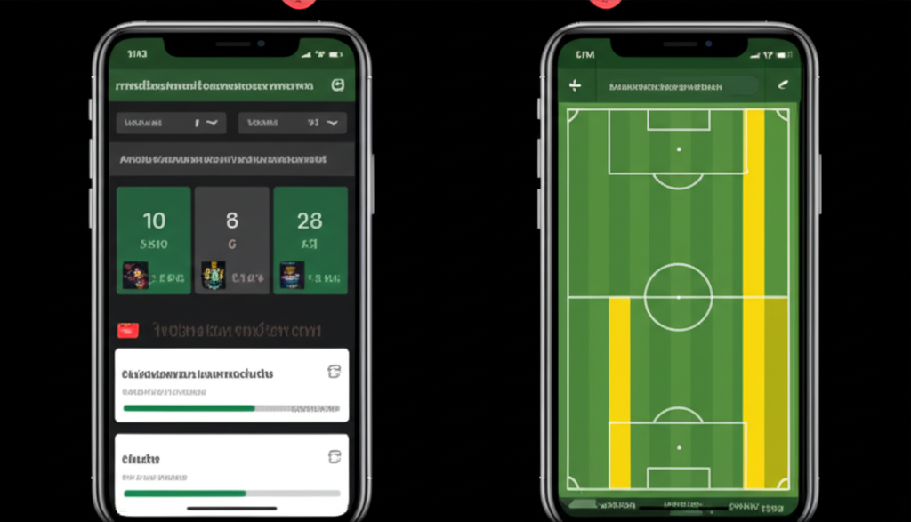 ภาพเปรียบเทียบหน้าจอแอพแบบธรรมดา (มีแต่สกอร์) กับแอพแบบมืออาชีพ (มีสถิติ, แผนที่ความร้อน, กราฟ)