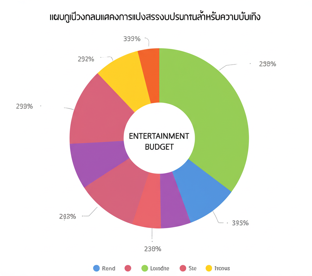 แผนภูมิวงกลมแสดงการแบ่งสรรงบประมาณสำหรับความบันเทิง
