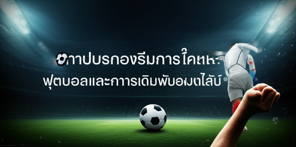 ภาพประกอบธีมการวิเคราะห์ฟุตบอลและการเดิมพันออนไลน์ แสดงกราฟสถิติและไฮไลท์การแข่งขัน